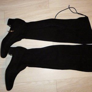 LAUTRECHOSE Shoes Black Suede Leather OverKnee High Boots Size 40 Made in Italy